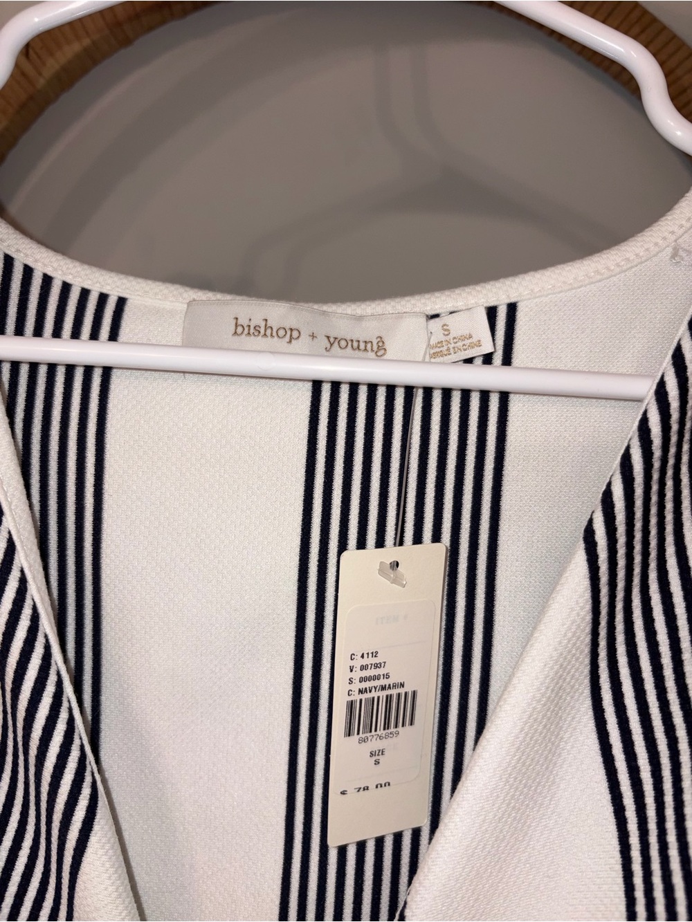 bishop + young Navy and White Striped V-Neck Knot Top - Picture 3 of 3